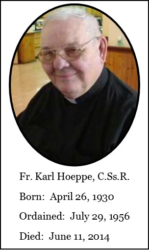 Il redentorista P. Karl Höppe, C.Ss.R. (1930-2014) della Provincia di Edmonton-Toronto in Canada.